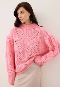Sweter ażurowy oversize ROSSO różowy