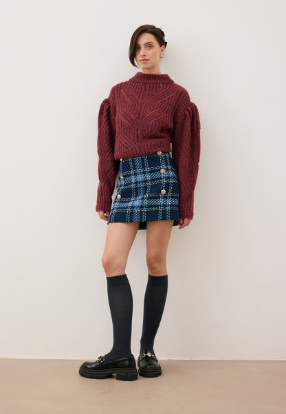 Sweter ażurowy oversize ROSSO bordowy