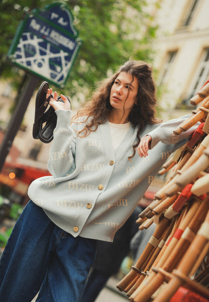 Błękitny kardigan oversize zapinany na guziki KYLE