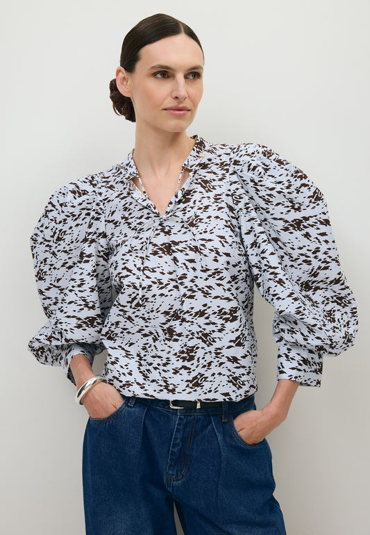 Niebieska bluzka ANDRASSA w autorski print