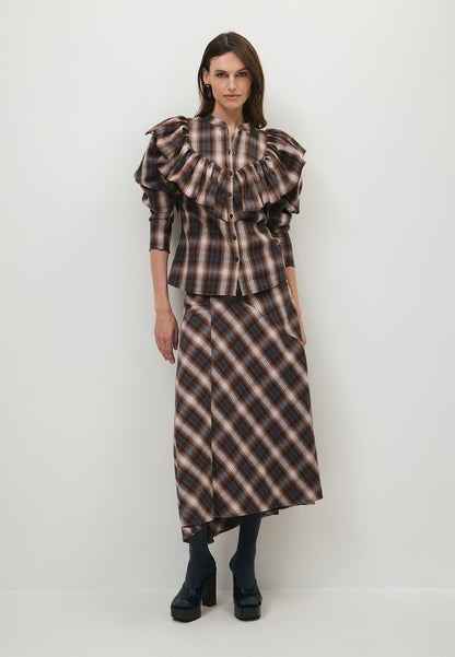 Brązowa koszula w kratę ANTUANA