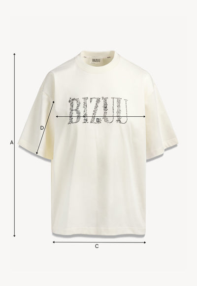 Masełkowy t-shirt oversize JONI z ozdobnym logo