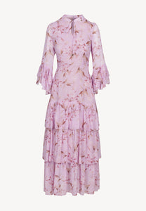 Fioletowa sukienka maxi w autorski print MASSI