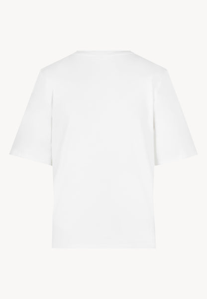 Kremowy T-shirt damski z poduszkami MELISA