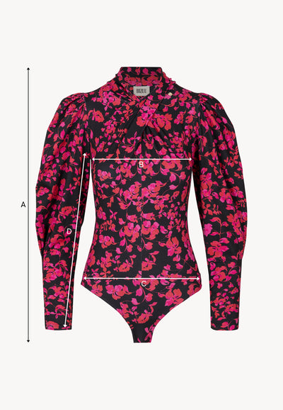 Różowe body PINGANG w autorski kwiatowy print