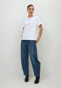 Kremowy t-shirt z haftem bizuu SEYA