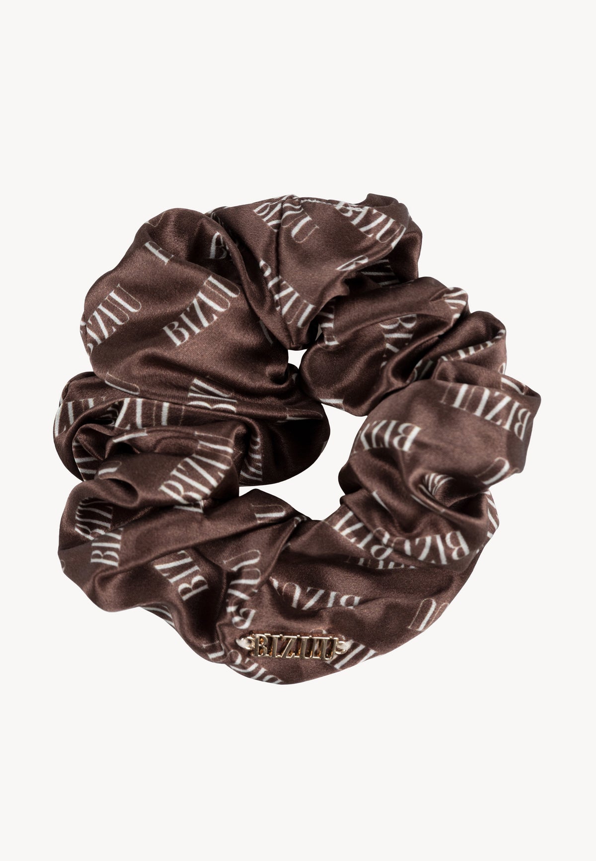 Jedwabna gumka SILKY w kolorze brązowym w jasne logo.