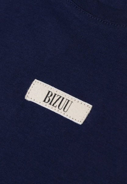 Bawełniany granatowy T-shirt z logo TISHALLE