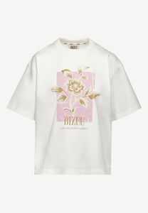 Kremowy T-shirt oversize z grafiką VIORA
